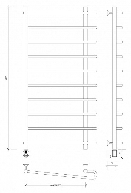 Полотенцесушитель электрический Secado Венеция 2 120x50x60 хром