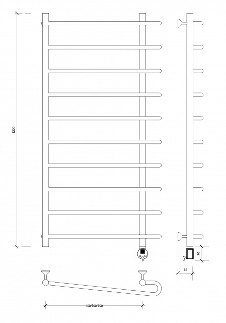 Полотенцесушитель электрический Secado Венеция 2 120x50x60 хром