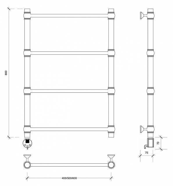 Полотенцесушитель электрический Secado Флоренция 1 80x60 хром
