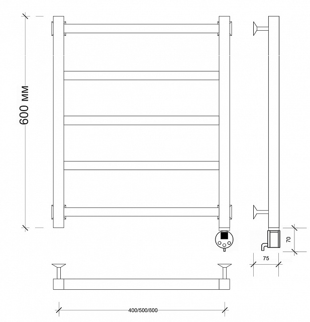 Полотенцесушитель электрический Secado Корато 1 60x60 белый матовый