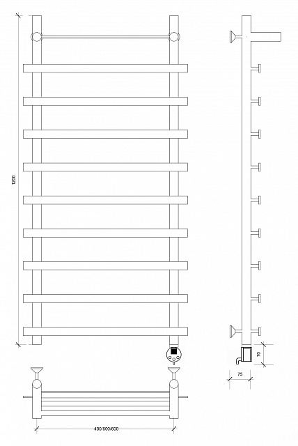 Полотенцесушитель электрический Secado Понтида 1 СП 120x40x50 сатин