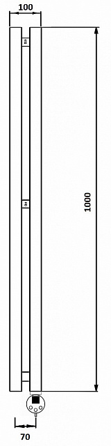 Дизайн-радиатор электрический Secado Бергамо 2К 1000x70 белый матовый