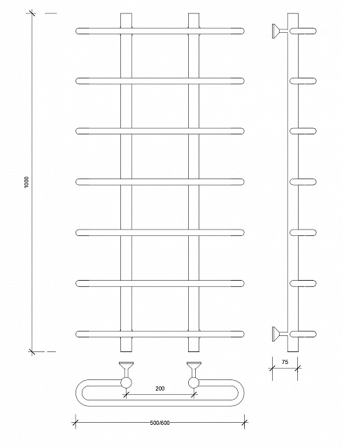 Полотенцесушитель водяной Secado Венеция 1 100x20x60 белый матовый