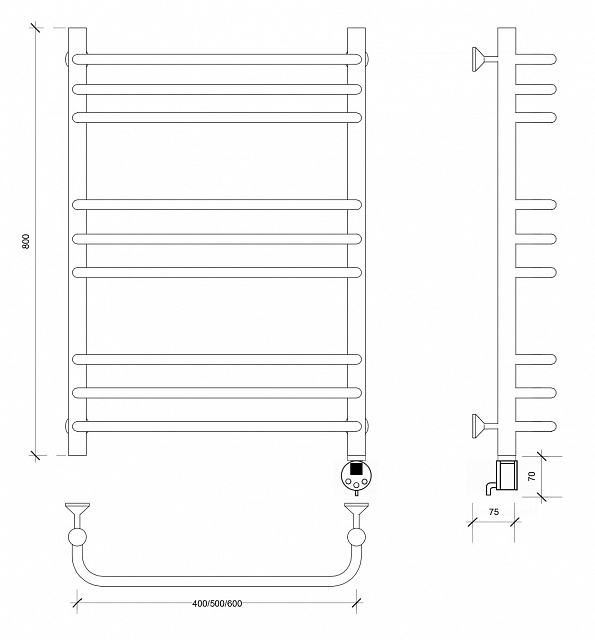 Полотенцесушитель электрический Secado Мерида 3 80x50 хром