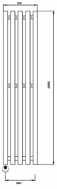 Дизайн-радиатор водяной Secado Бергамо 5К 1000x280 графит