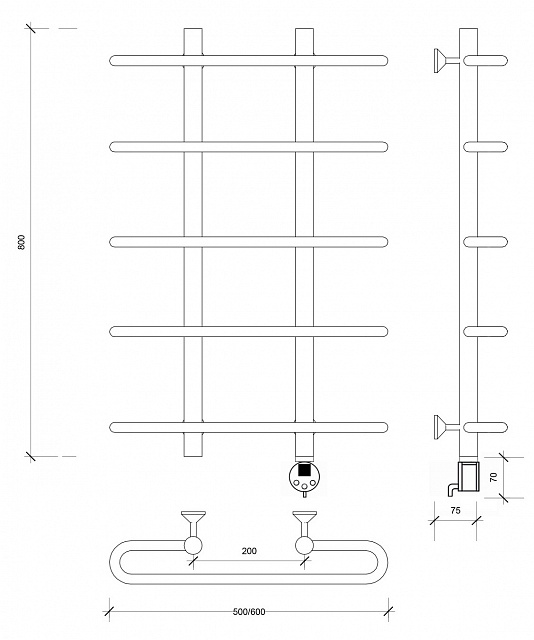 Полотенцесушитель электрический Secado Венеция 1 80x20x60 хром