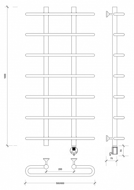 Полотенцесушитель электрический Secado Венеция 1 100x20x50 хром