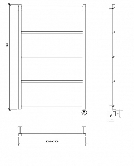 Полотенцесушитель электрический Secado Корсико Grado 60x50 черный матовый