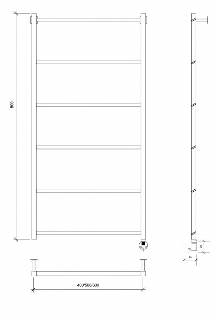 Полотенцесушитель электрический Secado Корсико Grado 80x40 черный матовый