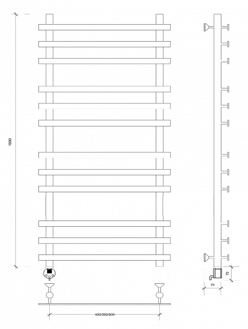 Полотенцесушитель электрический Secado Понтида плюс 100x60x70 хром