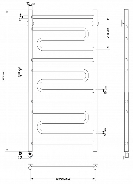 Полотенцесушитель электрический латунный Secado Валенсия 2 60x120 бронза