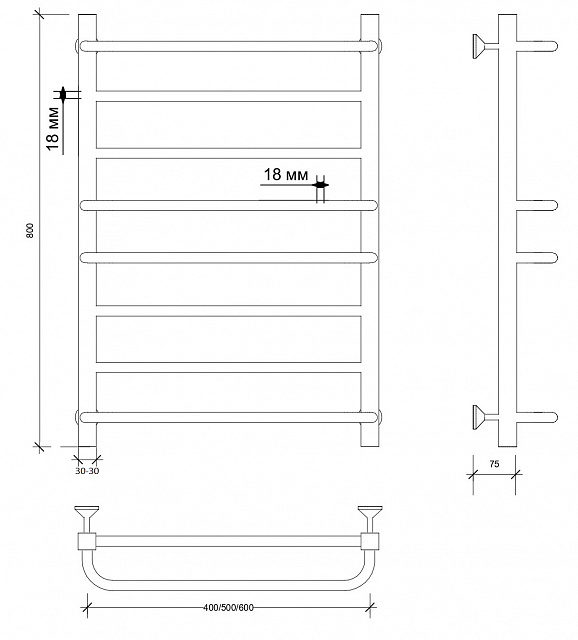 Полотенцесушитель водяной Secado Модена 2 80x40 белый матовый