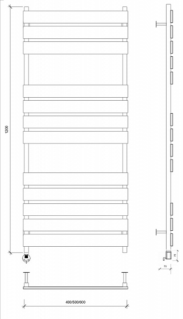 Полотенцесушитель электрический Secado Мормано 120x50 графит