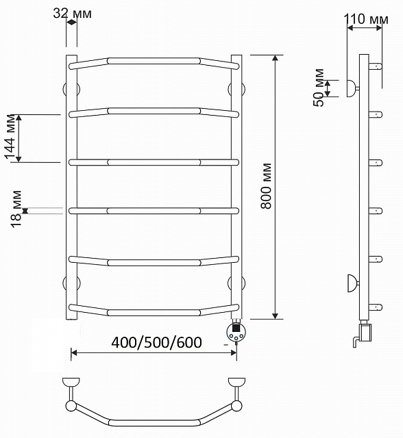 Полотенцесушитель электрический латунный Secado Агата 1 50x80 бронза