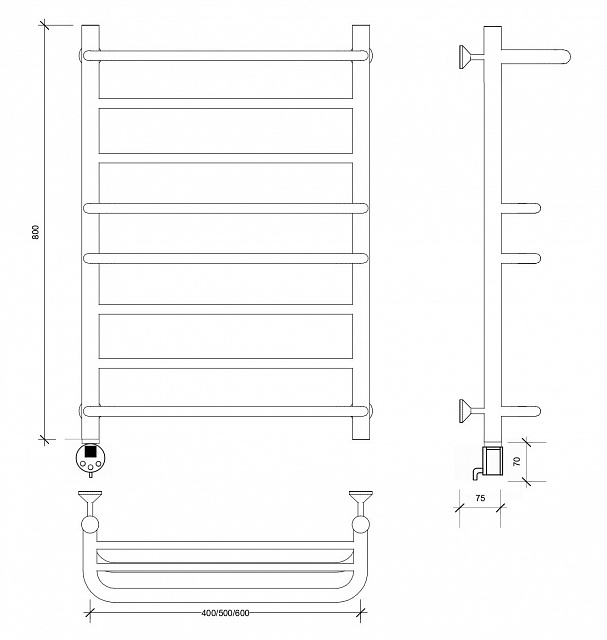 Полотенцесушитель электрический Secado Верона 2 80x40 графит