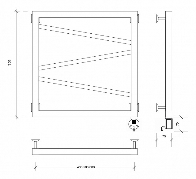Полотенцесушитель электрический Secado Мирано 60x60 графит