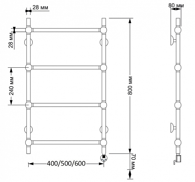 Полотенцесушитель электрический латунный Secado Флоренция 1 50x80 бронза
