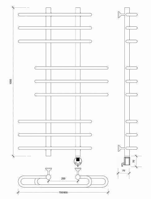Полотенцесушитель электрический Secado Венеция 6 100x20x70 хром