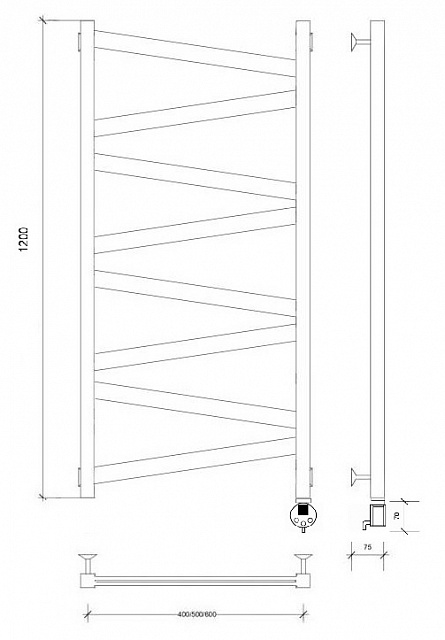Полотенцесушитель электрический Secado Мирано плюс 120x50 графит