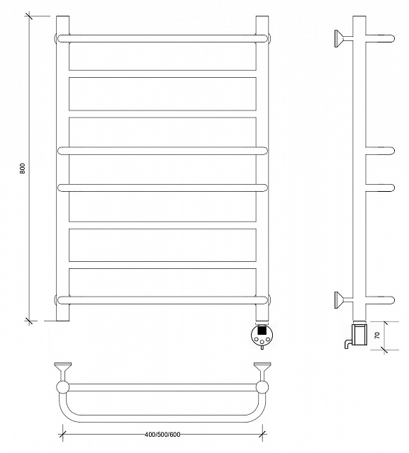 Полотенцесушитель электрический Secado Модена 2 80x50 хром