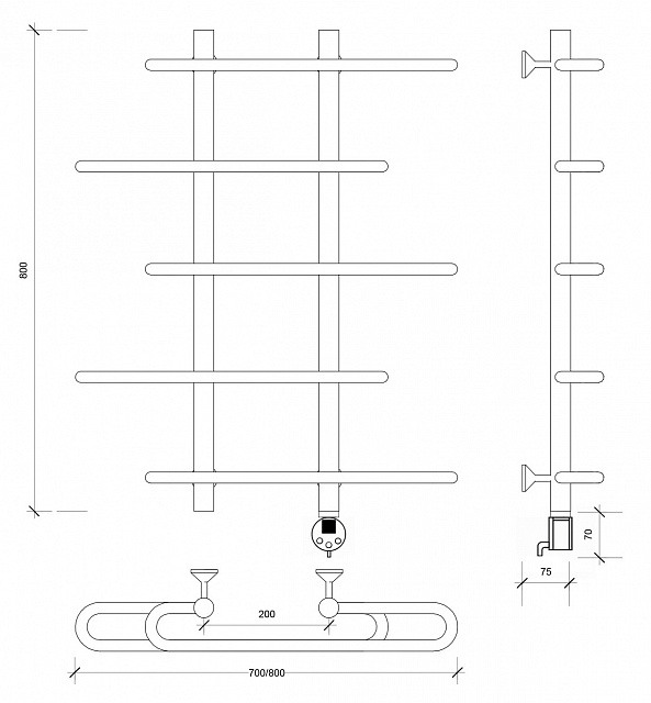 Полотенцесушитель электрический Secado Венеция 4 80x20x70 хром