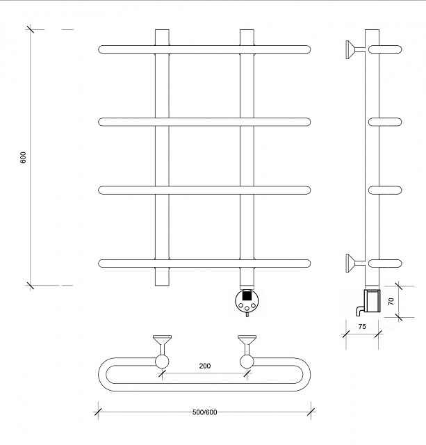 Полотенцесушитель электрический Secado Венеция 1 60x20x60 белый матовый