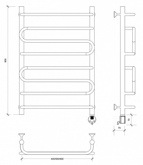 Полотенцесушитель электрический Secado Валенсия 2 80x40 хром
