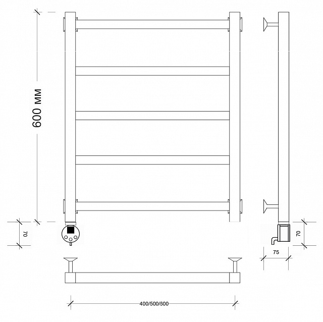Полотенцесушитель электрический Secado Корато 1 60x60 белый матовый