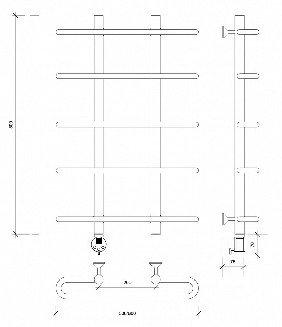Полотенцесушитель электрический Secado Венеция 1 80x20x60 хром
