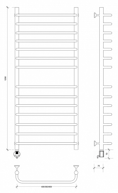 Полотенцесушитель электрический Secado Мерида 4 120x60 графит