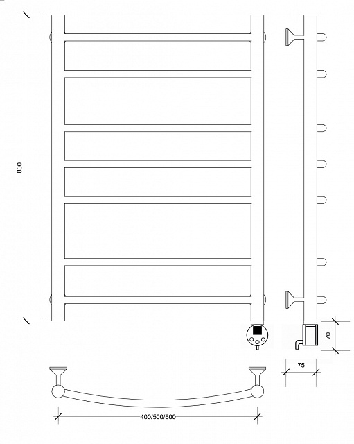 Полотенцесушитель электрический Secado Милан 2 80x50 белый матовый