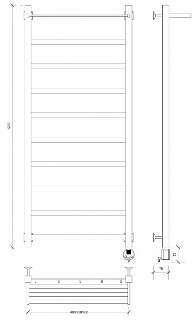 Полотенцесушитель электрический Secado Корсико 1 СП 120x50 хром
