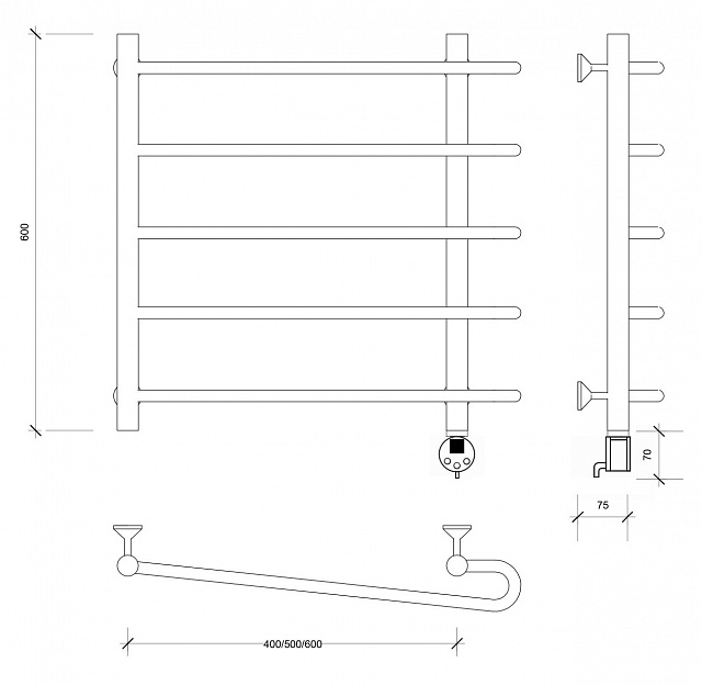 Полотенцесушитель электрический Secado Венеция 2 60x50x60 хром