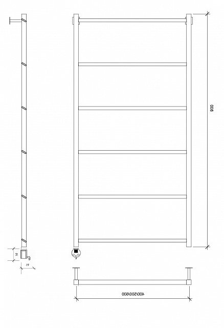 Полотенцесушитель электрический Secado Корсико Grado 80x40 черный матовый