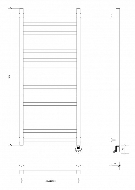 Полотенцесушитель электрический Secado Модена 3 120x50 графит