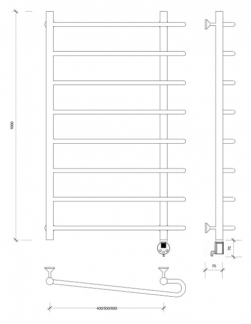 Полотенцесушитель электрический Secado Венеция 2 100x60x70 белый матовый