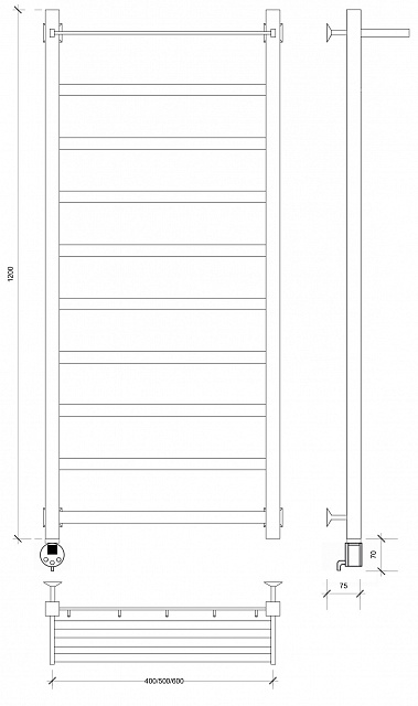 Полотенцесушитель электрический Secado Корсико 1 СП 120x50 хром