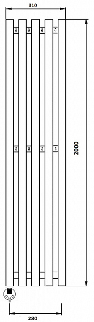 Дизайн-радиатор водяной Secado Бергамо 5К 2000x280 хром