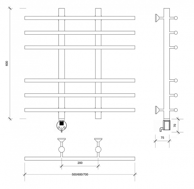 Полотенцесушитель электрический Secado Турин 4 60x20x60 белый матовый
