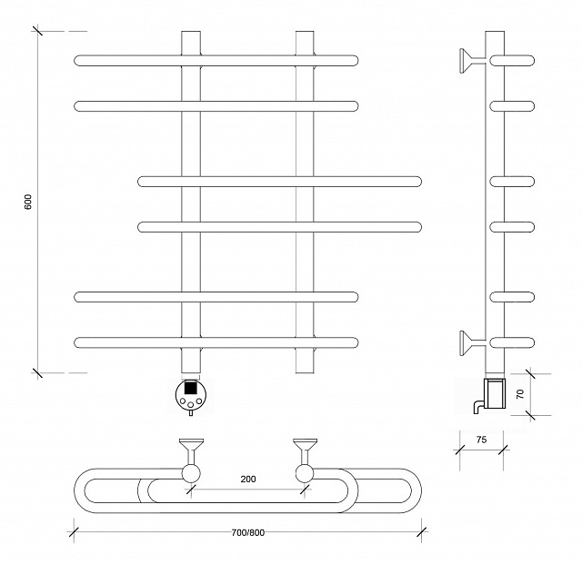 Полотенцесушитель электрический Secado Венеция 6 60x20x70 хром