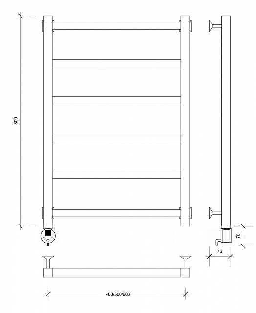 Полотенцесушитель электрический Secado Корато 1 80x50 белый матовый