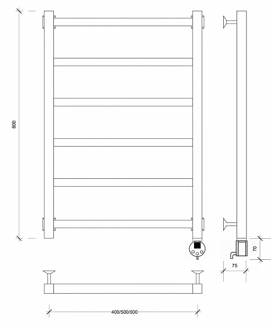 Полотенцесушитель электрический Secado Корато 1 80x50 белый матовый