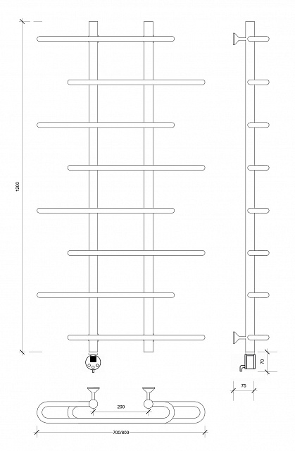 Полотенцесушитель электрический Secado Венеция 4 120x20x70 хром
