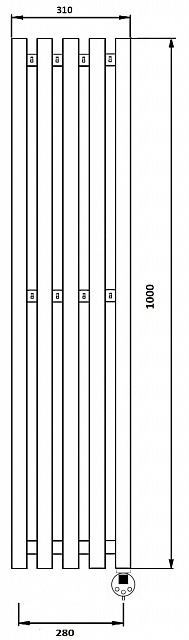 Дизайн-радиатор электрический Secado Бергамо 5К 1000x280 золото матовое
