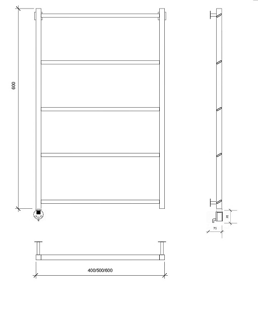 Полотенцесушитель электрический Secado Корсико Grado 60x50 черный матовый